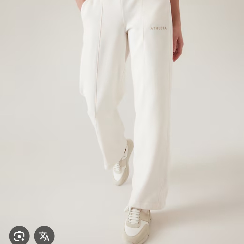 Athleta Swear Top and Joggers Set Magnolia white Wide leg pant and Sweatshirt - Picture 6 of 6